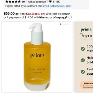 NIB Prima Beyond Body Oil
